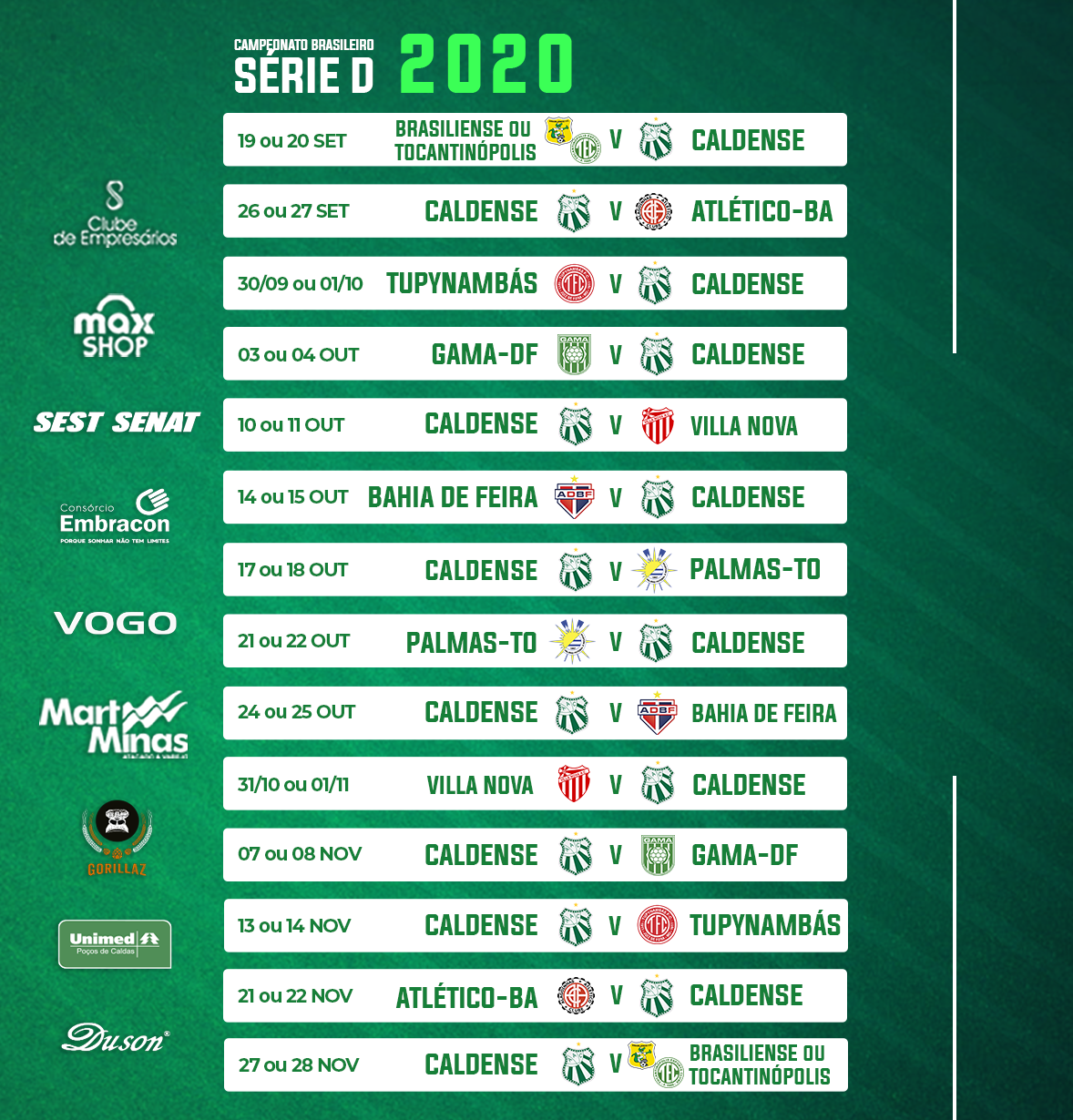 Todos os jogos das Séries A e B do Campeonato Brasileiro