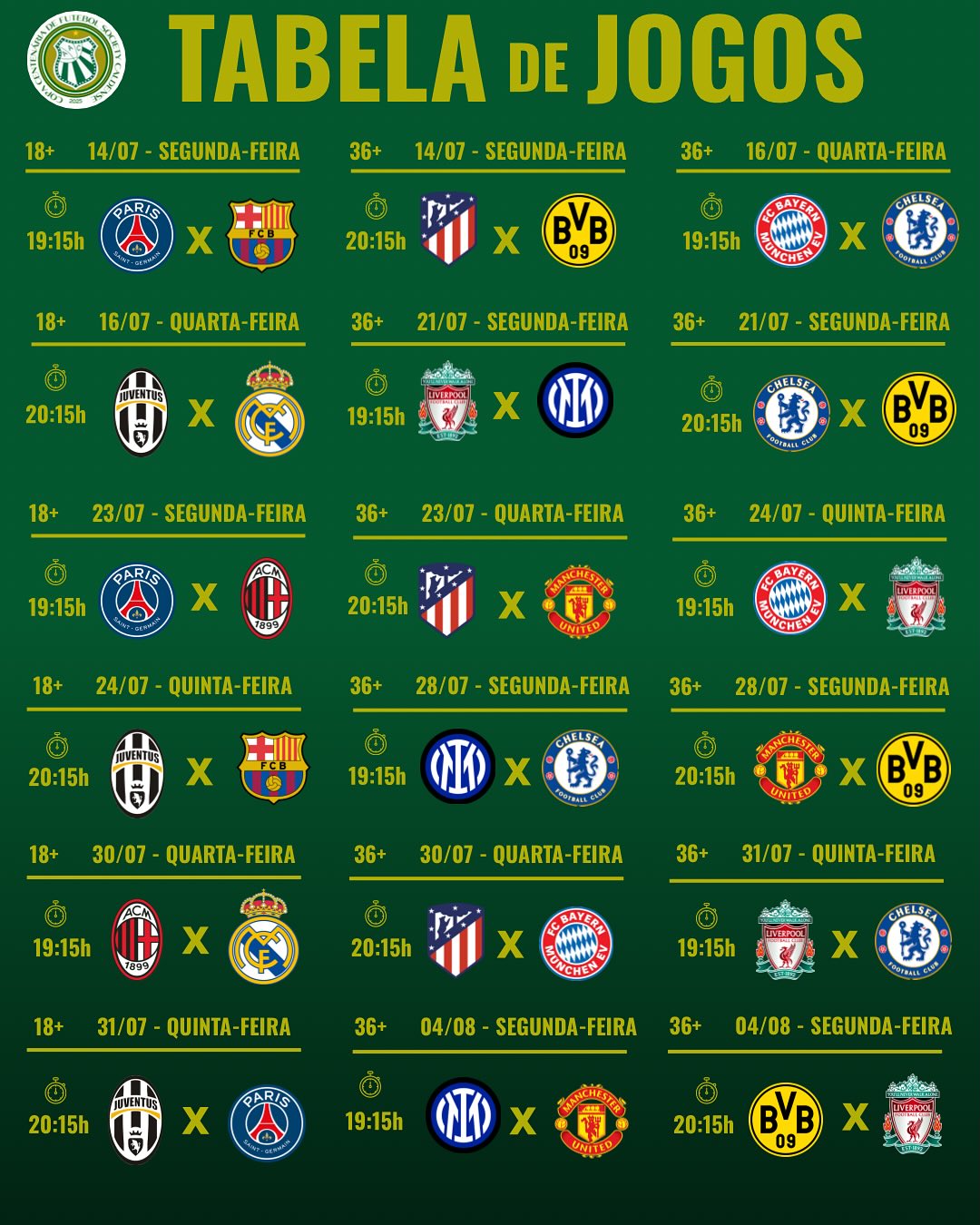 Tabela de jogos definida da Copa Centenária de Futebol Society